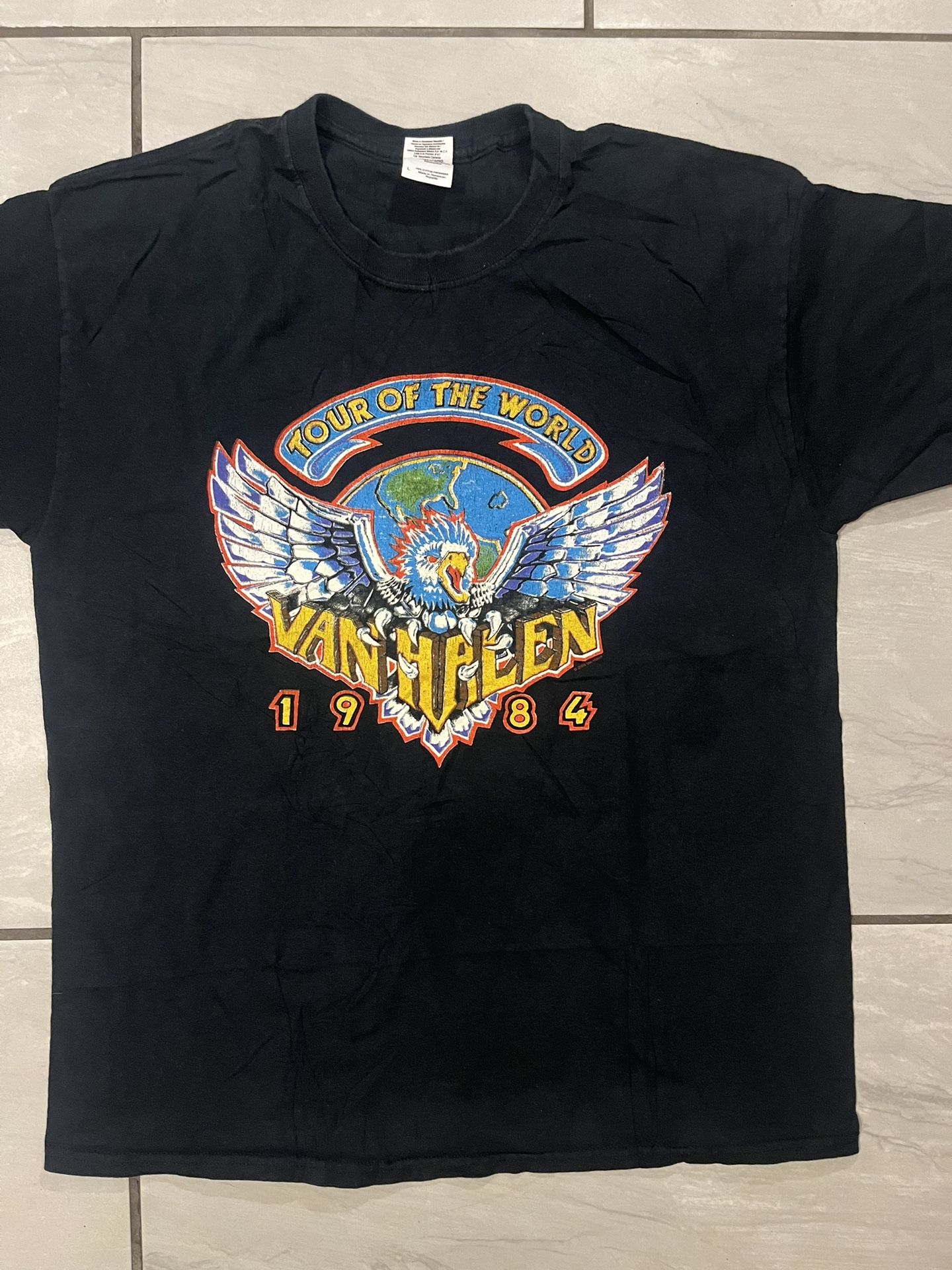 Vintage Van Halen Tour Of The World 1984 Rock Shirt 2008 Reprint Size Large