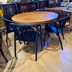 Modern Dining Set with Modern Black Oak Solid Dining Chairs 