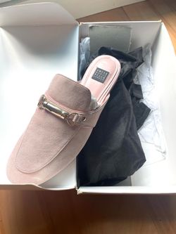 White House Black Market Pink Suede Mule Loafers
