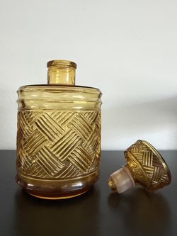 MidCentury Moderd Amber Glass Decanter- Vintage