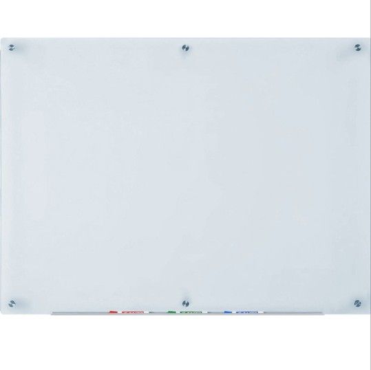 Audio-Visual Direct White Glass Dry-Erase Board Set - 4' x 3' - Includes Hardware & Marker Tray (Non-Magnetic)
