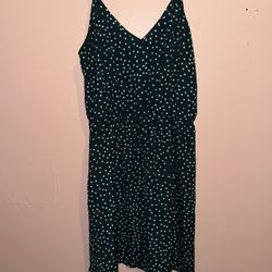 Green White Polka Dots Dress