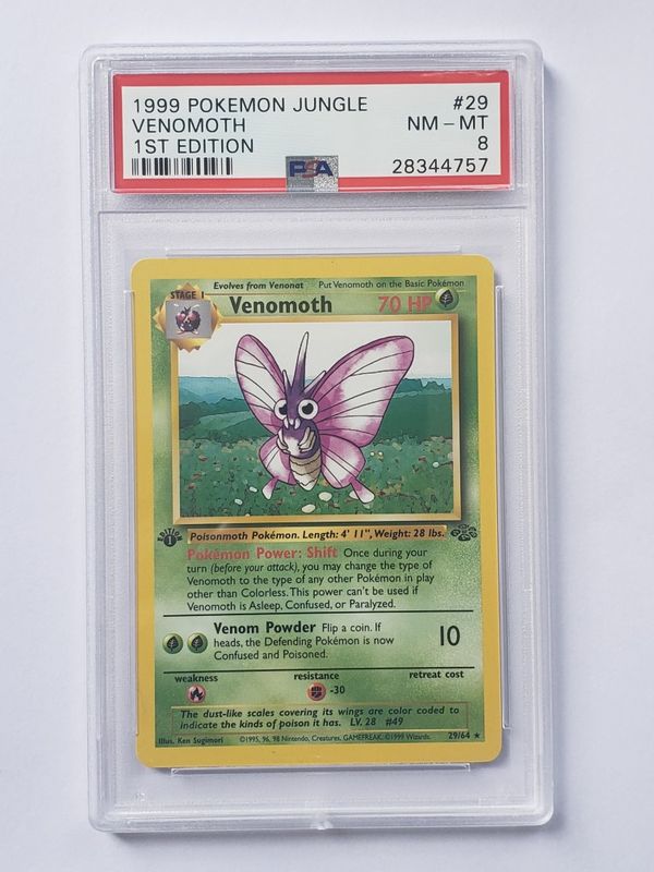 1999 1st Edition Venomoth 29 64 Jungle Edition PSA Grade Pokemon Card 
