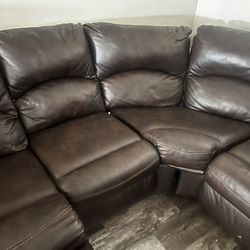 Dual Recliner Leather Couch 