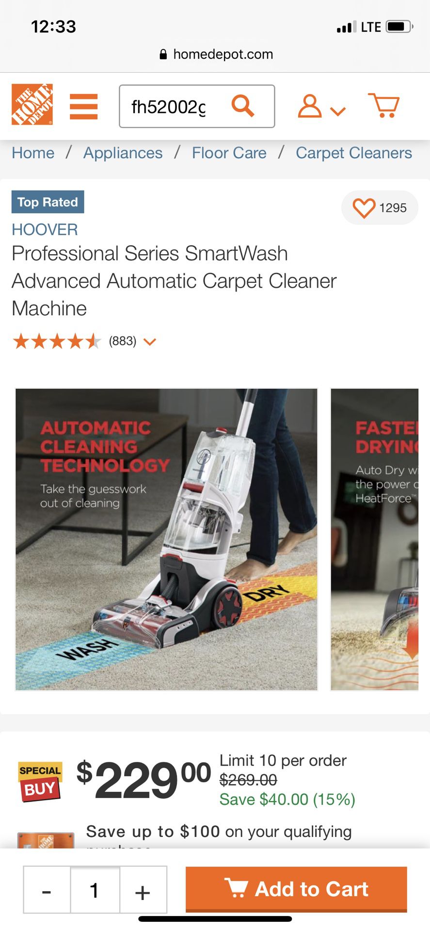 Hoover Carpet Cleaner Vacuum