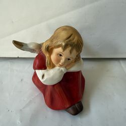 Vintage Red Goebel Hummel Figurine “Sitting Angel Bordeaux” 41043