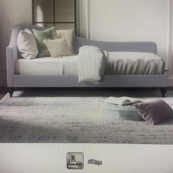 Silver Velvet Upholstered Daybed + New Custom Pillows