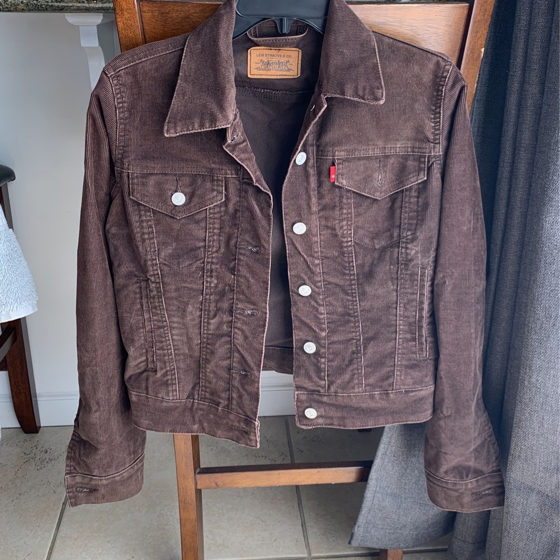 Brown Women Corduroy Levi Jacket
