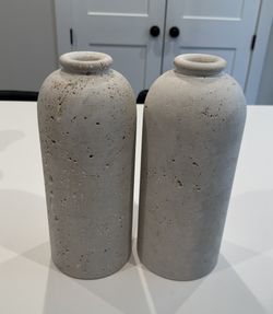 Large Travertine Decorative Vases- Set Of 2