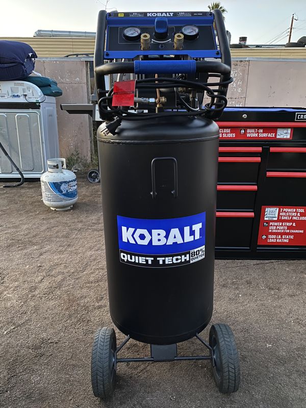 Kobalt quiet tech 26gallon single stage portable electric vertical air