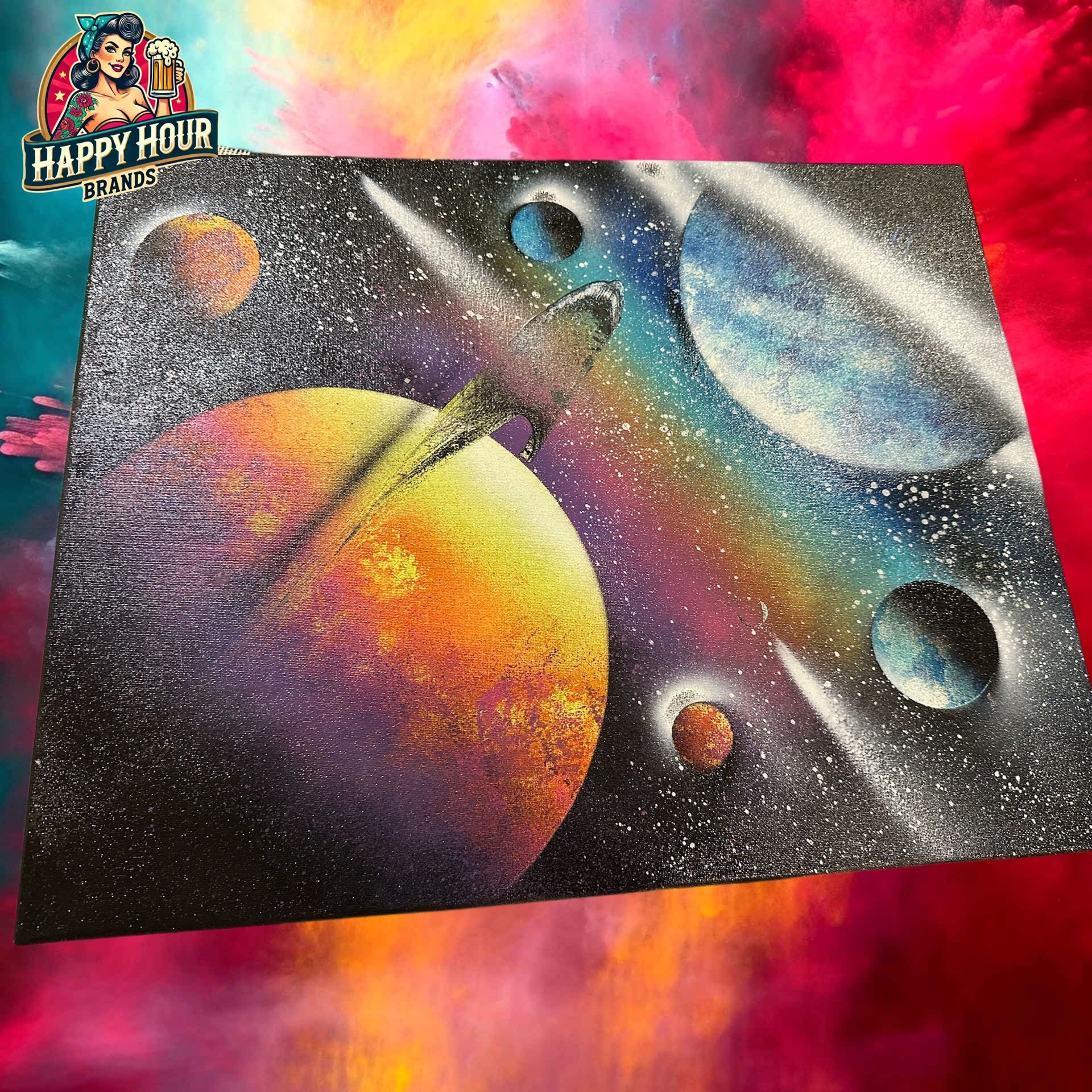 Universe Starry Sky Wall Art Outer Space Fantastic Nebula Galaxy Painting 20x16