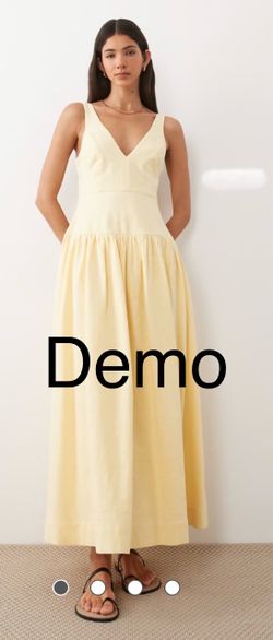 ASOS DESIGN Deep V Neck Dropped Waist MIDI Dress in Lemon (US4)