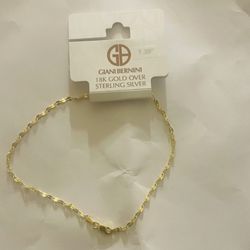 18K Gold Over Sterling Silver Ankle Bracelets