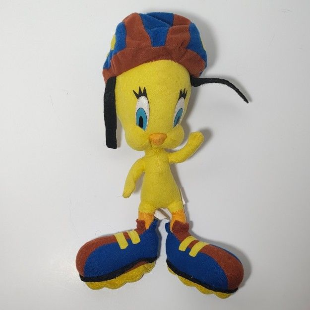 1998 Warner Brothers Looney Tunes Tweety Bird On Roller Blades Helmet Plush