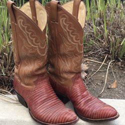 Vintage Justin cowboy western lizard skin boots 9088 size 9D 