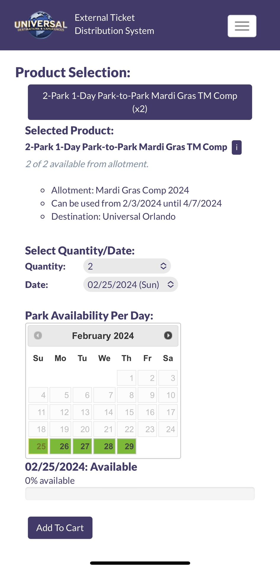 Universal 2 Park 1 Day Tickets