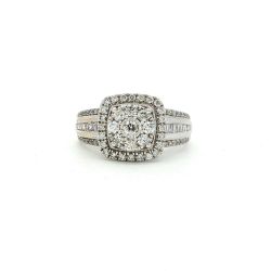 Ladies 1ctw Diamond Halo 10k White Gold Engagement Wedding Ring Size 9.5 11060569