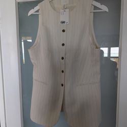 Women's Off White Pinstripe Vest Size Medium 