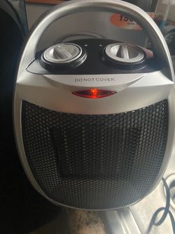 1500W Indoor Portable Electric Ceramic Space Heater w Thermostat, Fan, Heat Up 200SqFt for Office Room Desk Use, Silver