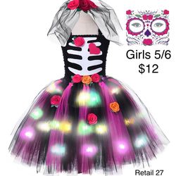 Girls Skeleton Tutu Day of The Dead 5/6 / Vestido de Equeleto Dia de Los Muertos Niña