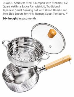 1.2Qt stainless steel sauce pan with steamer and lid, new