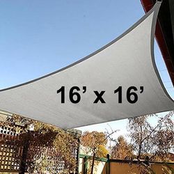 New in box $40 Square 16x16 FT Sun Shade Sail Outdoor Canopy Top Cover 185GSM 95% UV Block w/ Ropes