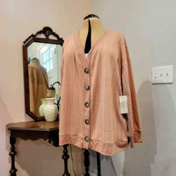 NEW 1X French Laundry Ballet Pink Textured Cardigan