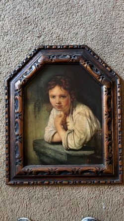Vintage Ornate Framed Portrait Young Girl