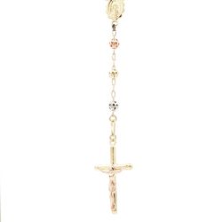 Men’s 14k White Rose & Yellow Gold Rosary 20” Necklace 10.5 Grams 11055838