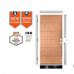 Teak-Stained Front Door Kit With Jam