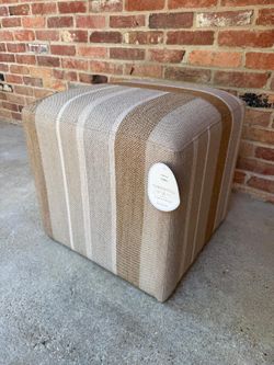 Lynwood Square Upholstered Cube Ottoman Beige Engineered Striped -