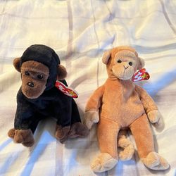 Bongo the Monkey and Congo the Gorilla Ty Beanie Babies with Tags