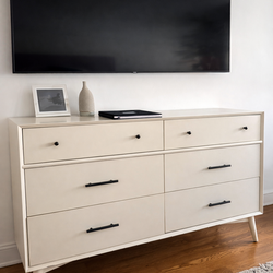 Mid-Century Modern 6-Drawer Dresser – Cream