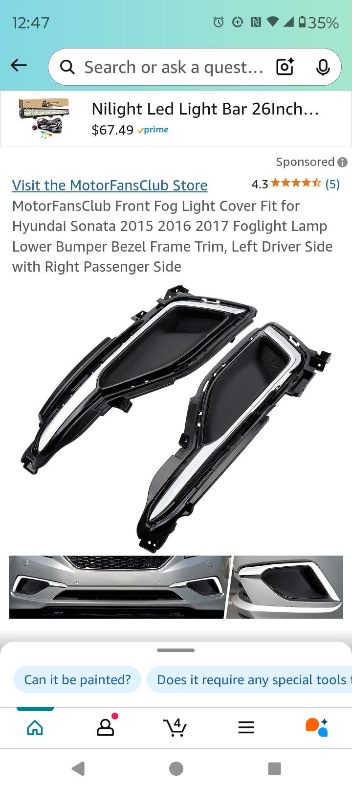 Hyundai Sonata Fog Light Covers