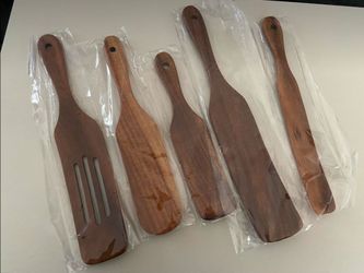Wooden Spatulas for Cooking Set of 5 Non Stick New