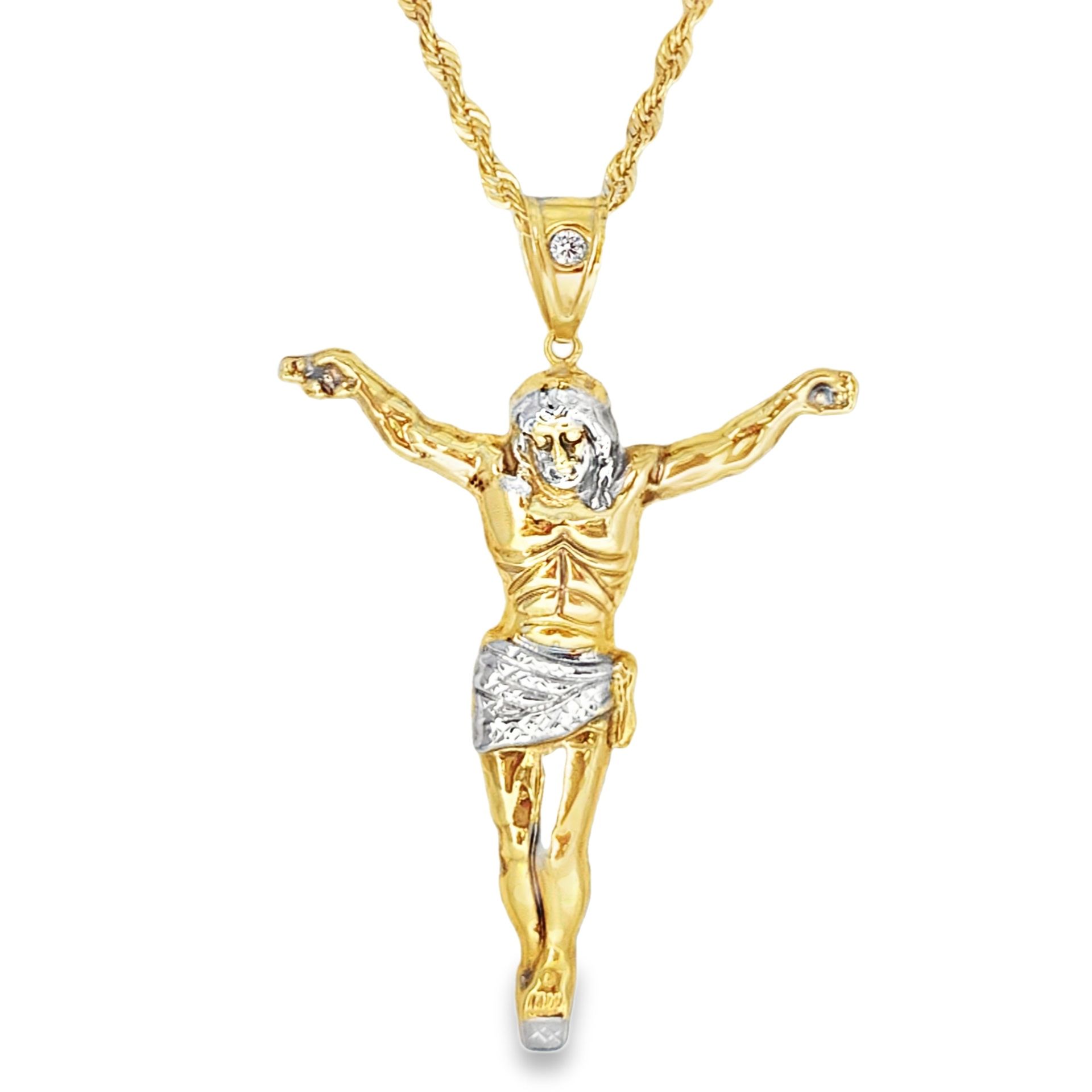 10k Yellow Gold Jesus Charm Necklace 