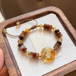 Amber & Stone Adjustable Bracelet for Women