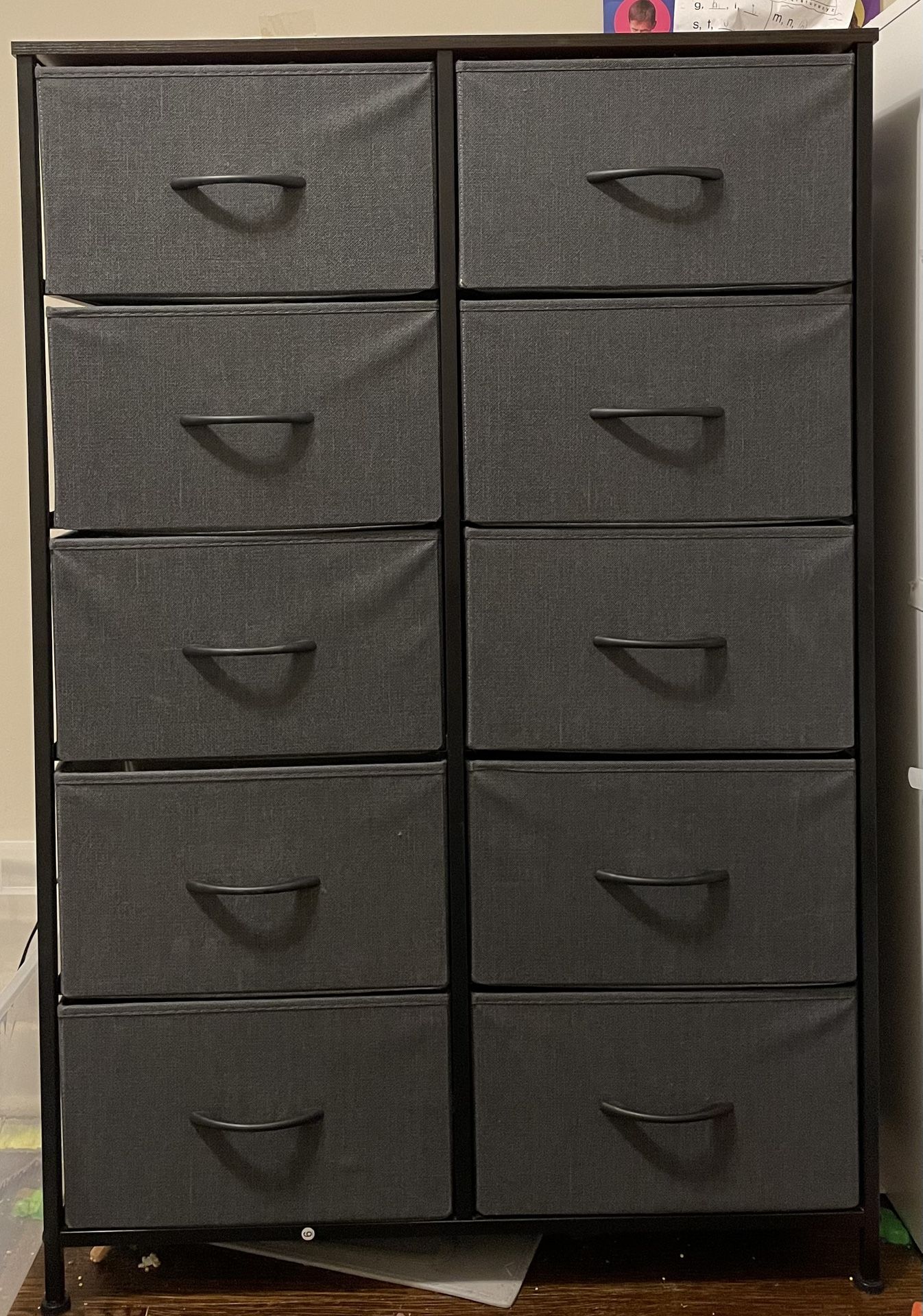WLIVE Fabric Dresser with 10 Drawers – Dark Grey