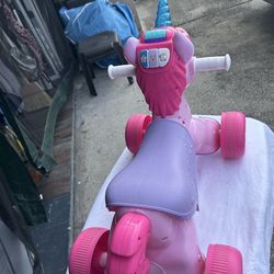 Toddlers, pink, unicorn riding horse