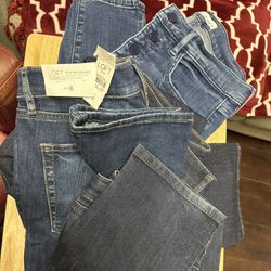 4 Pair Of Jeans: Three Pair Of Straight Leg Jeans, And One Pair Of Skinny Size 6 Loft