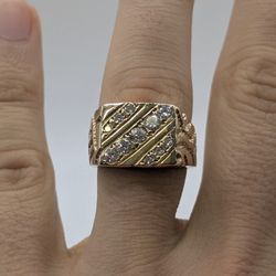 Gold & Diamond Nugget Ring Size 10