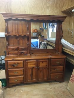 Nathan Hale Wood dresser w/ mirror. Bought at Van Sciver in Jenkintown, PA