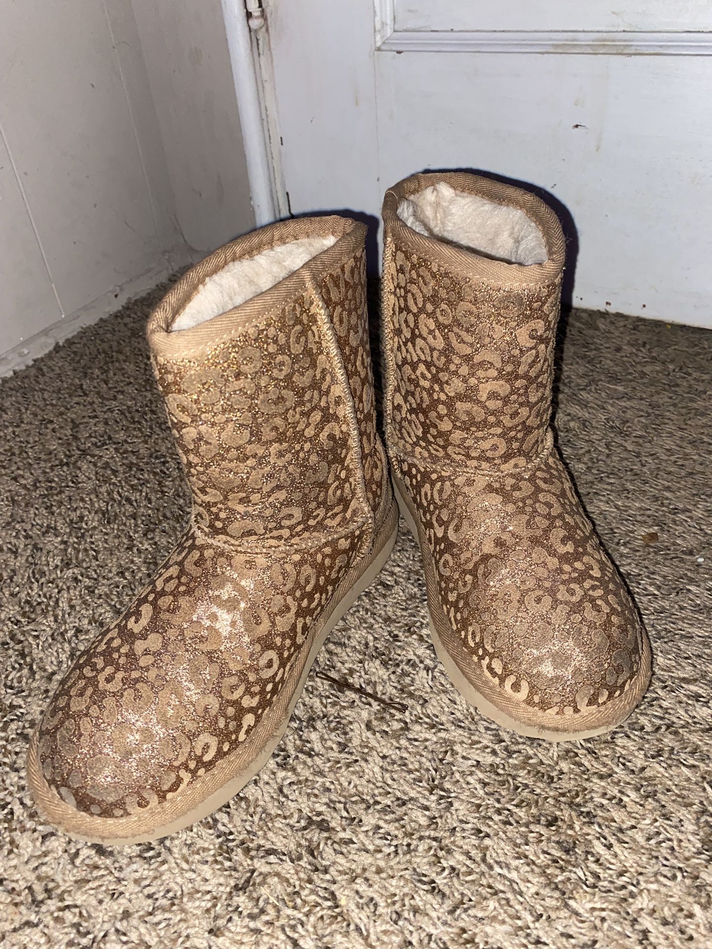 Uggs Leopard Suede wool lined boots