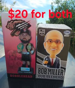 Jose Ramirez boxing bobblehead and La Kings announcer Bob Miller bobble head,both new and $20 for both firm