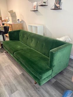 Green velvet couch