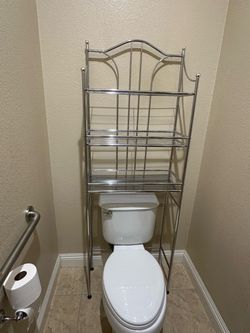 Silver Chrome Over the Toilet Storage 3 Shelf Bathroom Organizer Cabinet