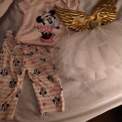 Minnie Mouse Set And Tutu With Angel Wings