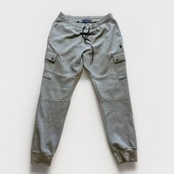 Polo Ralph Lauren Men's Medium Grey Heather Double Knit Jogger Cargo Pants