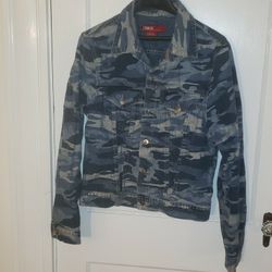 Woman's Blue Camo Jean Jacket