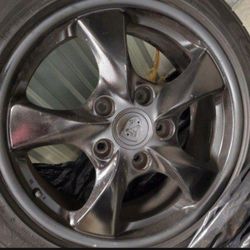 PORSCHE 986 97/2004 4 WHEELS OEM  BLACK  17 & GOOD TIRES PORSCHE BOXSTER 5X130 LUG PATTERN  TIRES 245 /40 / 17 REAR ,FRONT 205 /50 /17 FIT OTHERS MODE